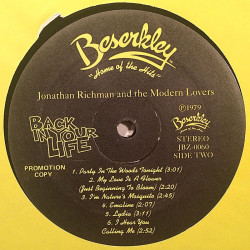 Jonathan Richman & The Modern Lovers 1979 JBZ-0060 Back In Your Life LP ingen omslag