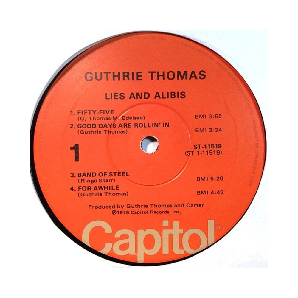 Tomas Guthrie: Lies And Alibis  kansi Ei kuvakantta levy VG+ kanneton LP