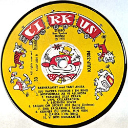 Tant Anita: Barnkalaset Med Tant Anita  kansi Ei kuvakantta levy VG- kanneton LP