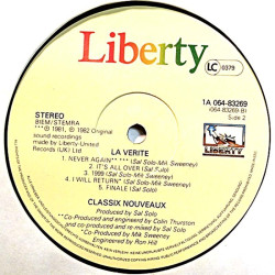 Classix Nouveaux 1982 1A 064-83269 La Verite LP ingen omslag
