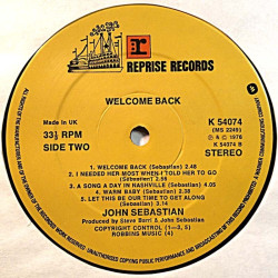 John Sebastian 1976 K 54074 Welcome Back LP ingen omslag