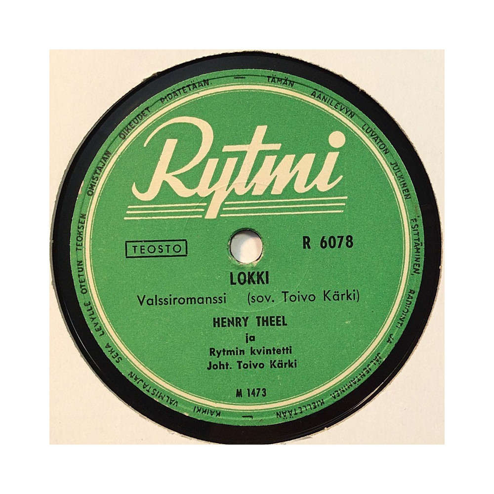 Theel Henry 1950 R 6078 Lokki / Syksyn ajatuksia shellac 78 rpm record