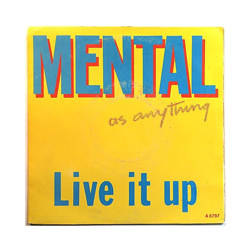Mental As Anything: Live It Up  kansi VG levy EX käytetty vinyylisingle