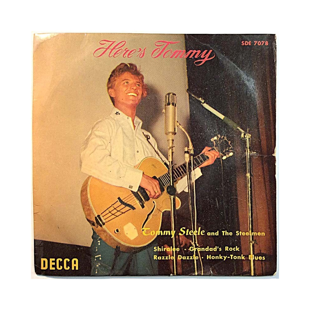 Tommy Steele And The Steelmen: Here's Tommy EP  kansi VG levy VG käytetty vinyylisingle