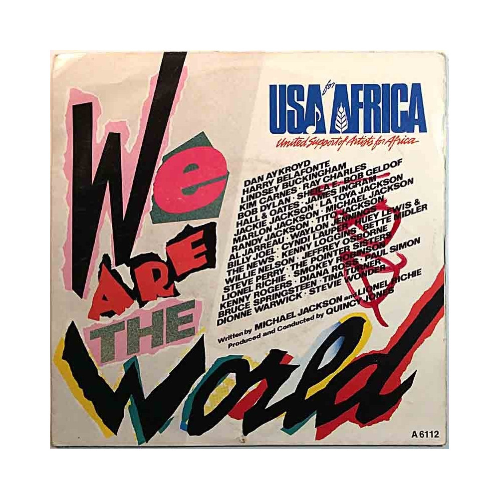 USA For Africa: We Are The World / Grace  kansi VG+ levy VG käytetty vinyylisingle