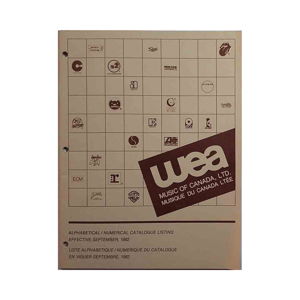 WEA Music of Canada LTD. : Alphabetical / Numerical Catalogue - Printed matter