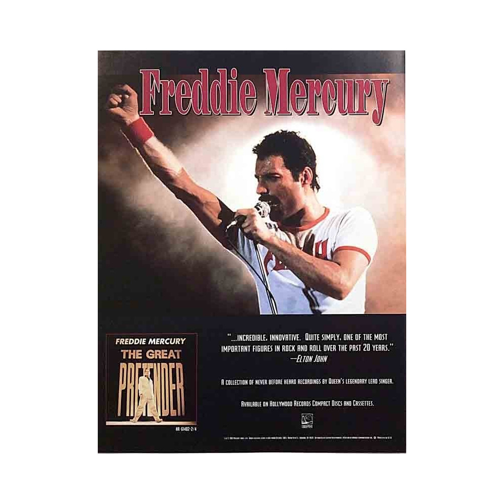 Freddie Mercury / Queen 1992  A4-kokoinen esite Painotuote