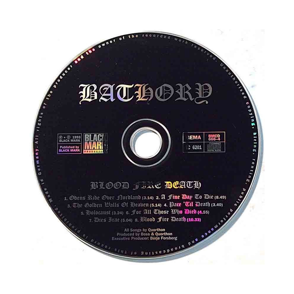 Bathory 1988 BMCD 666-4 BLOOD FIRE DEATH CD no sleeve