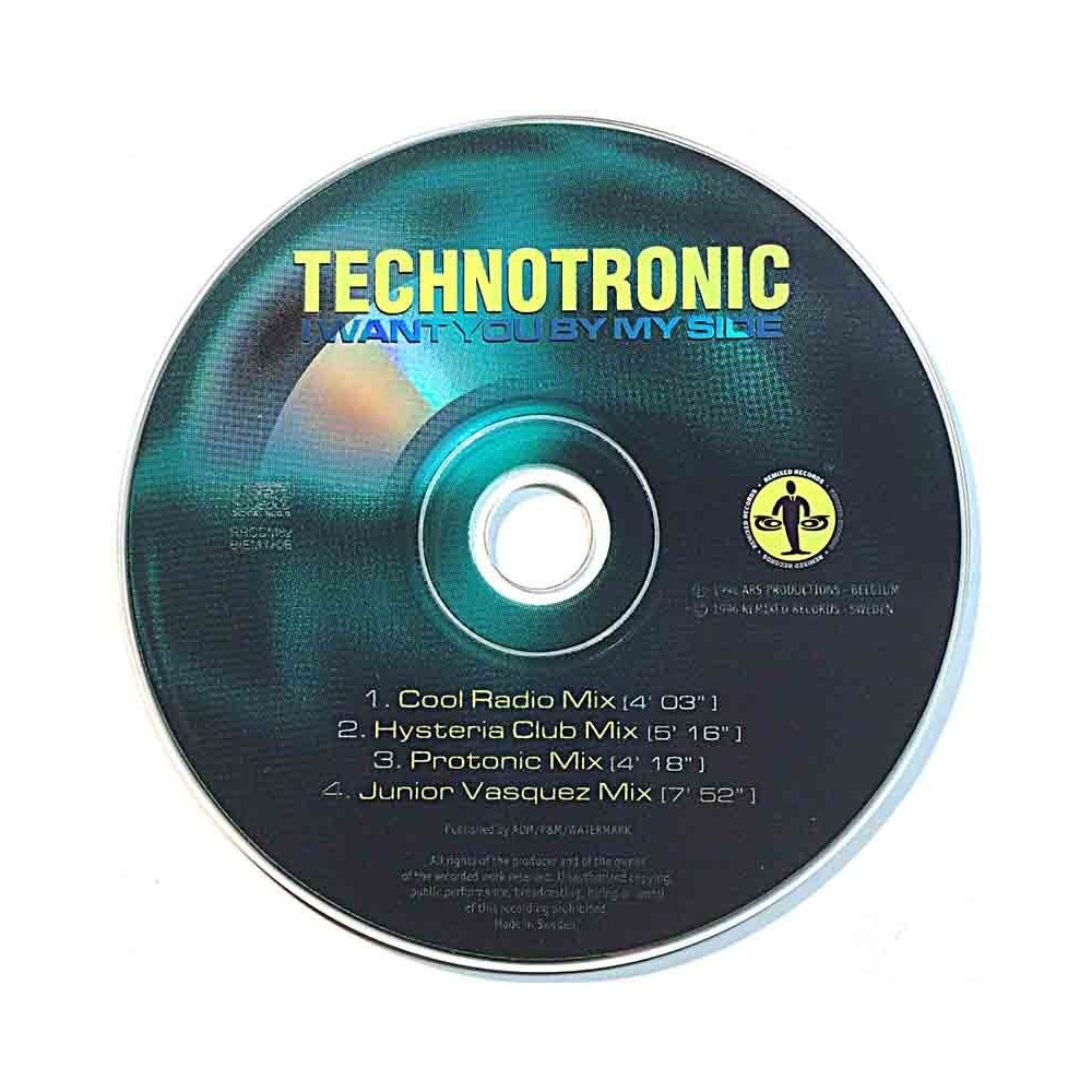 Technotronic: I WANT YOU BY MY SIDE+3 CD-single  kansi Ei kuvakantta levy EX kanneton CD