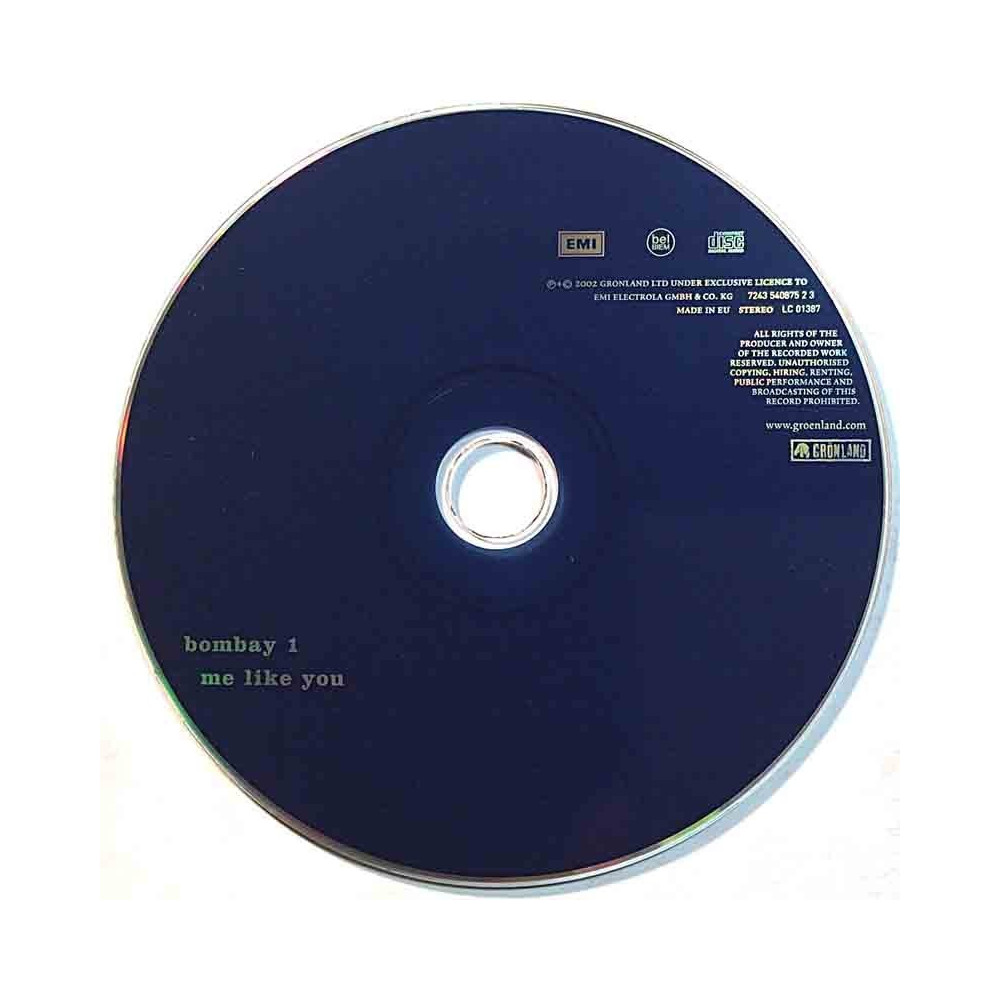 Bombay 1: Me Like You  kansi Ei kuvakantta levy EX kanneton CD