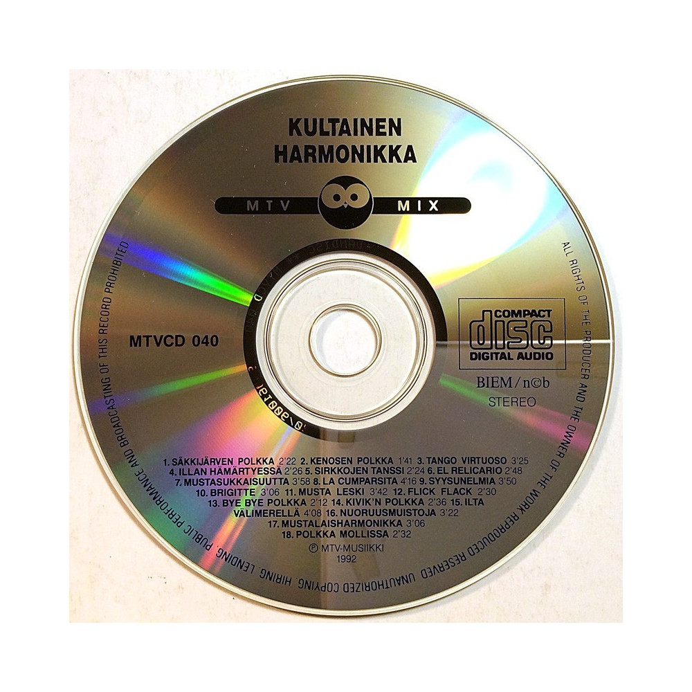Eri Esittäjiä 1992 MTVCD 040 Kultainen Harmonikka CD utan omslag