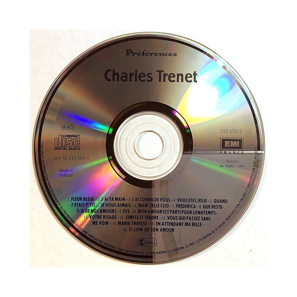 Trenet Charles 1991 252 672-2 Preferences CD no sleeve