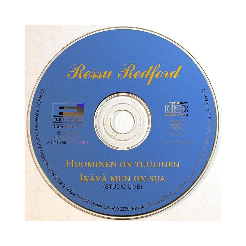 Redford Ressu 1994 4509-98547-2 Huominen On Tuulinen cd-single CD utan omslag