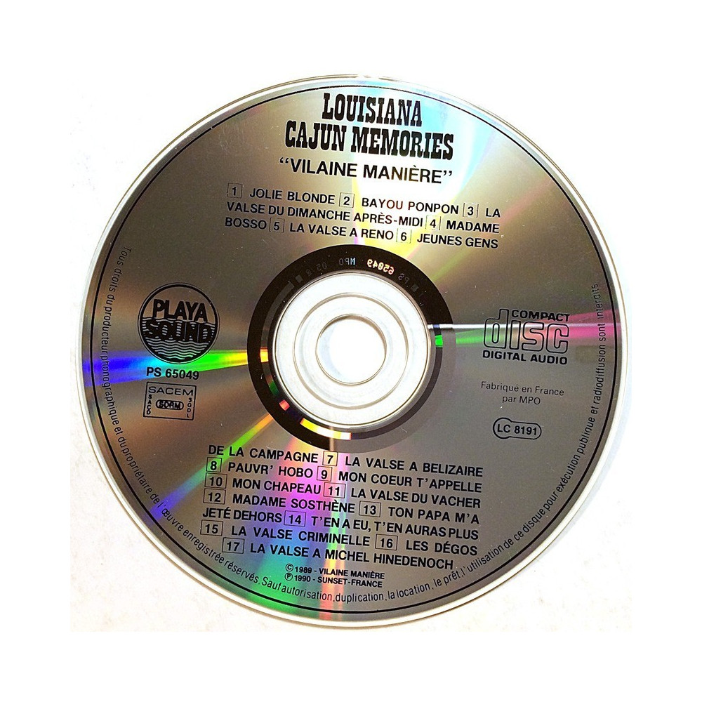 Manière Vilaine 1990 PS 65049 Louisiana Cajun Memories CD no sleeve
